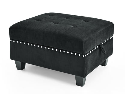 Black Velvet Ottoman