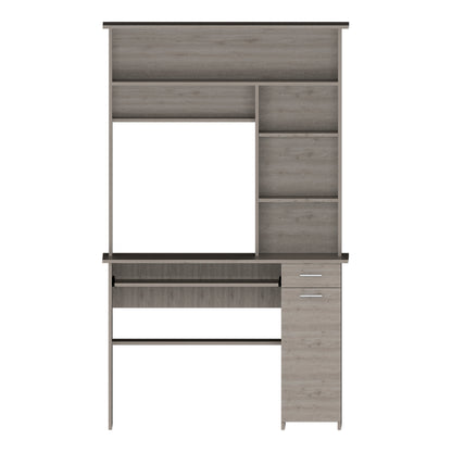 Aberdeen 2-Drawer 7-Shelf Computer Desk - Light Gray