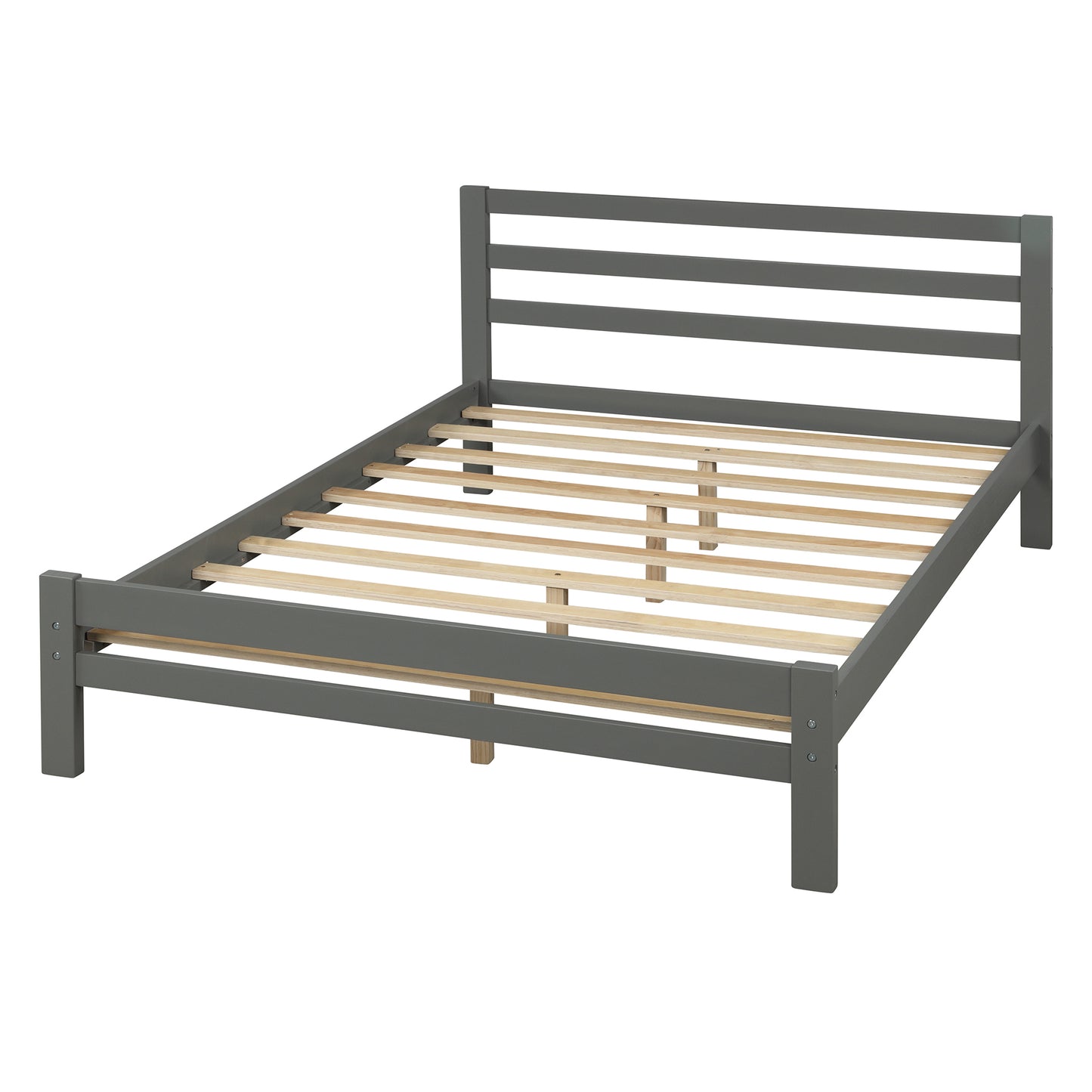 Cyril Full Size Wood Platform Bed with Dual Drawers - Gray