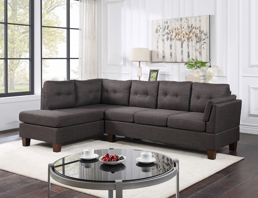 Dalia Linen Modern Sectional Sofa with Left Facing Chaise - Dark Gray