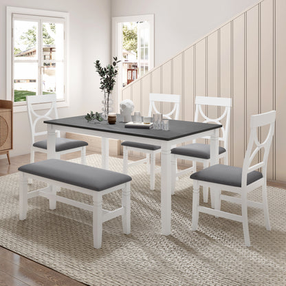 Venus 6pc Dining Set Dining Table 4x Side Chairs And Bench