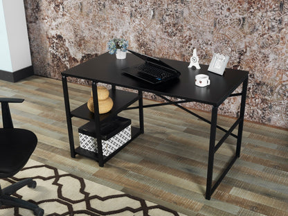 Sage Black Metal Frame 47" Wooden Top Computer Desk -  Black