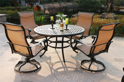 Theo 5 Pc Round Outdoor Dining Set - Brown