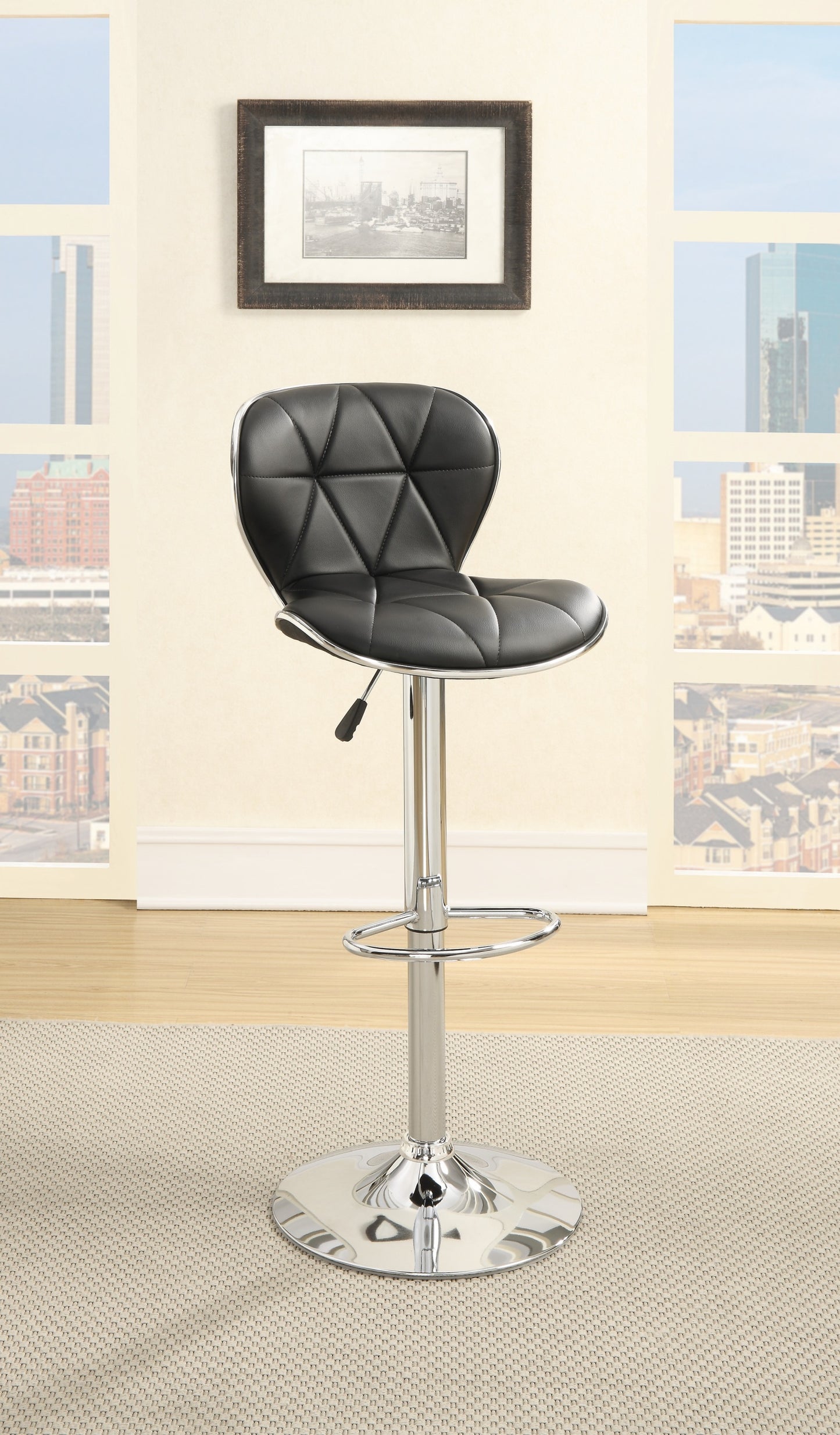 Daimon Faux Leather Adjustable Stool - Black Set of 2