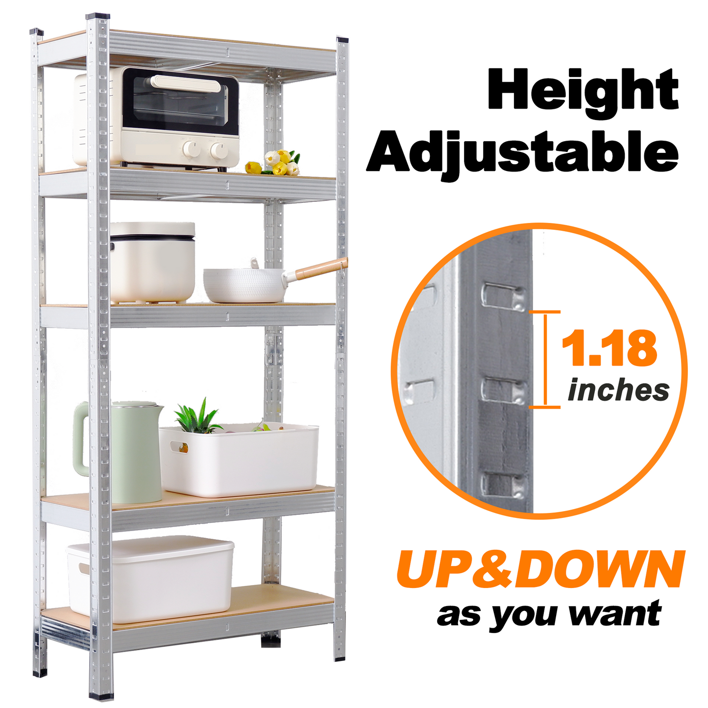 Silver Max Storage 5-Tier Utility Shelves - S