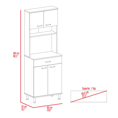 Santa 1-Drawer 1-Shelf Area Pantry with Adjustable Metal Legs - Smokey Oak