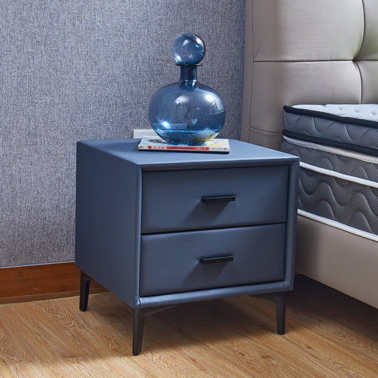 Meu Modern Nightstand with 2 Drawers - Blue