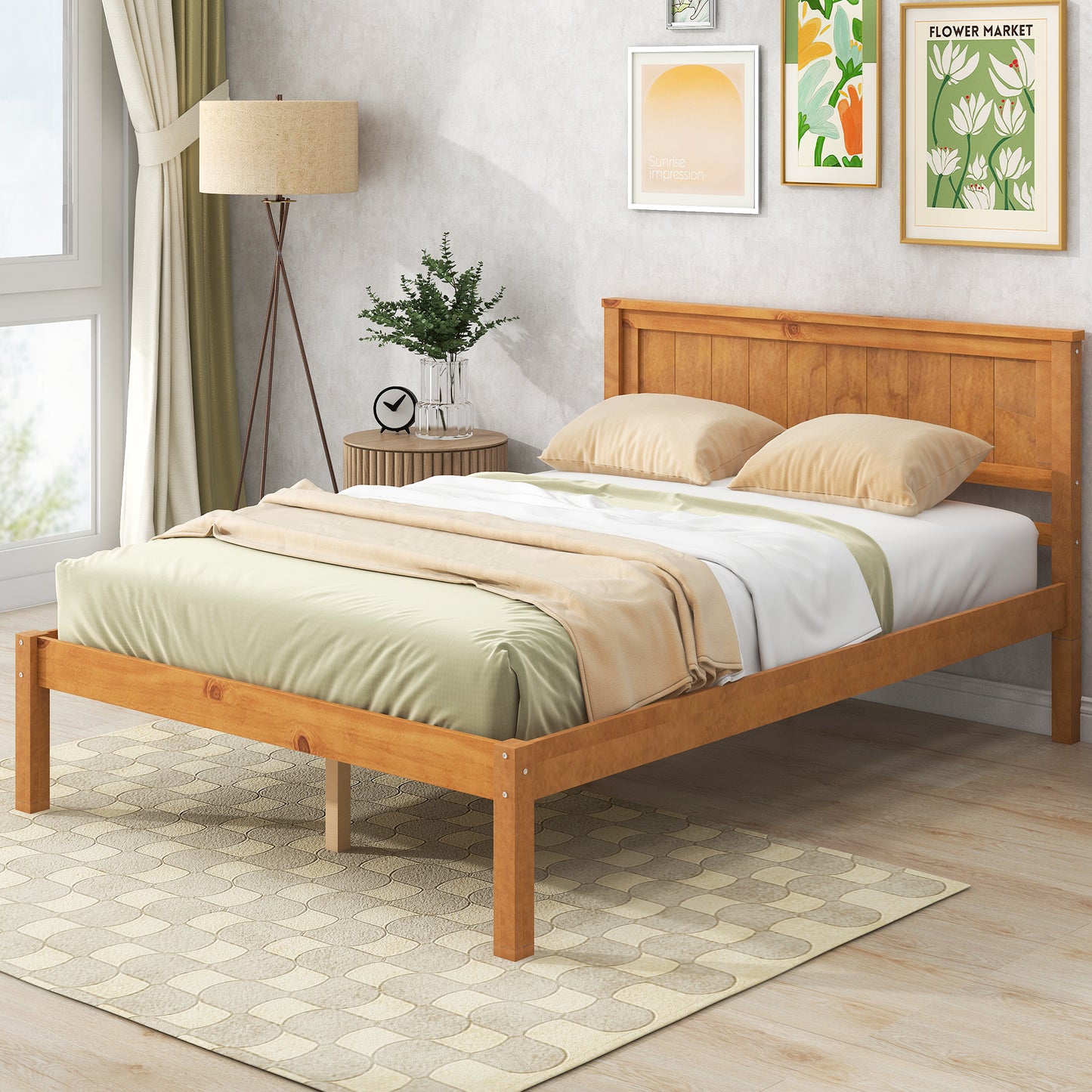 Rhoda Full Size Platform Bed Frame - Oak