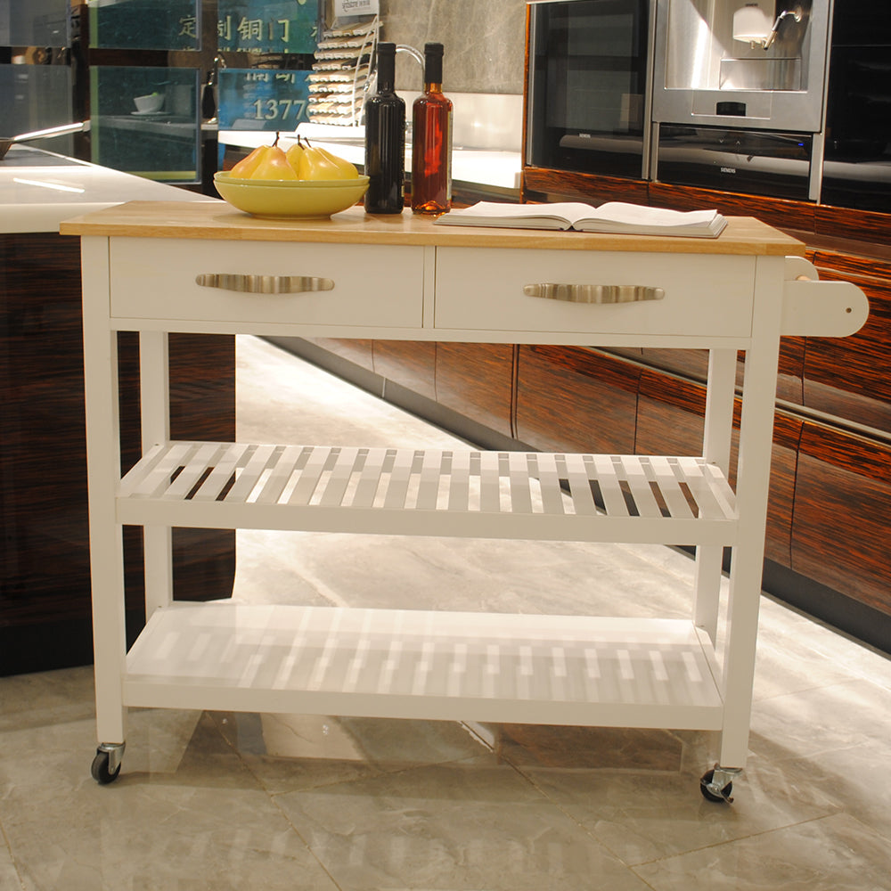 Vintage Kitchen Island & Kitchen Cart  - White