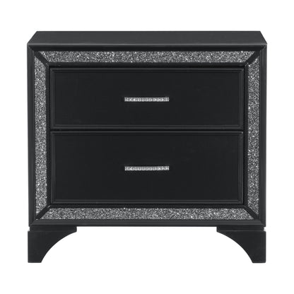 Zirconia Wooden Nightstand Glitter Trim - Black