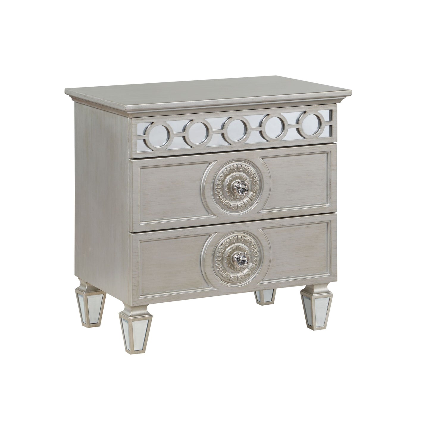 Varian Nightstand - Silver & Mirrored