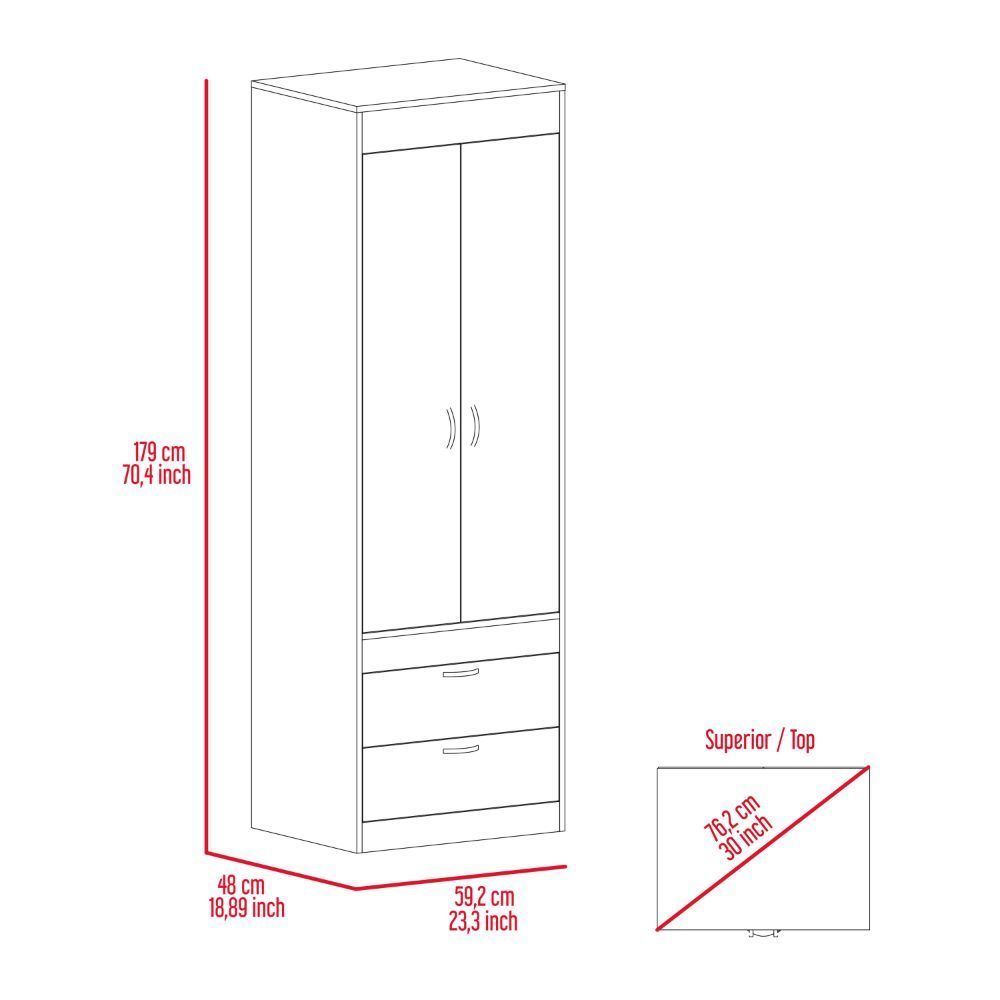 Grove 2-Drawer Armoire - Smokey Oak & White