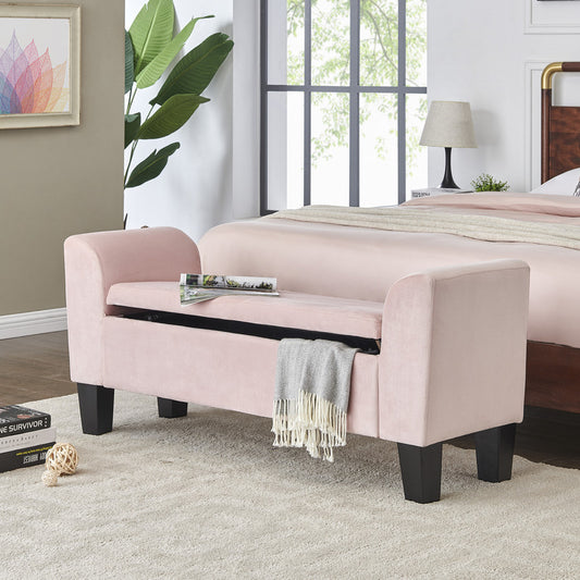 Mila Velvet Ottoman Bench with Storage - Pink