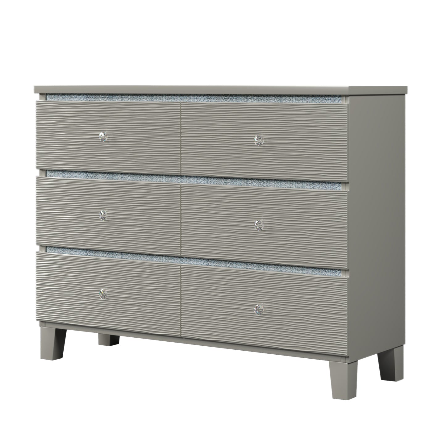 Elegant Silverwood Dresser with Crystal Accents