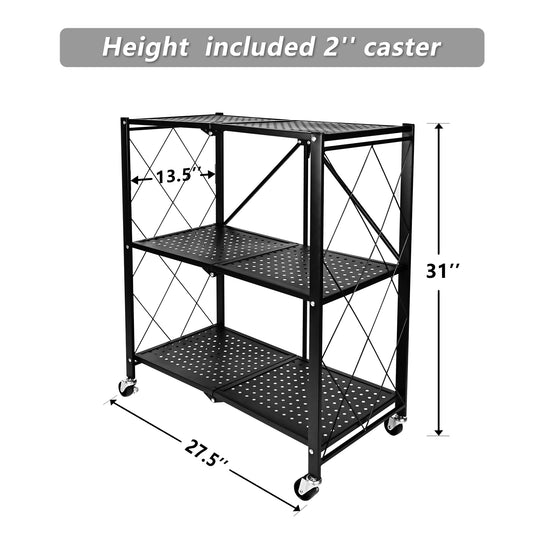 Simple Deluxe II 3-Tier With Wheels- Black