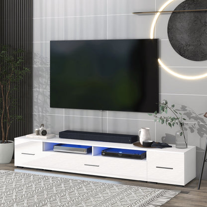 Jig Minimalist Design TV Stand with LED Lights - White