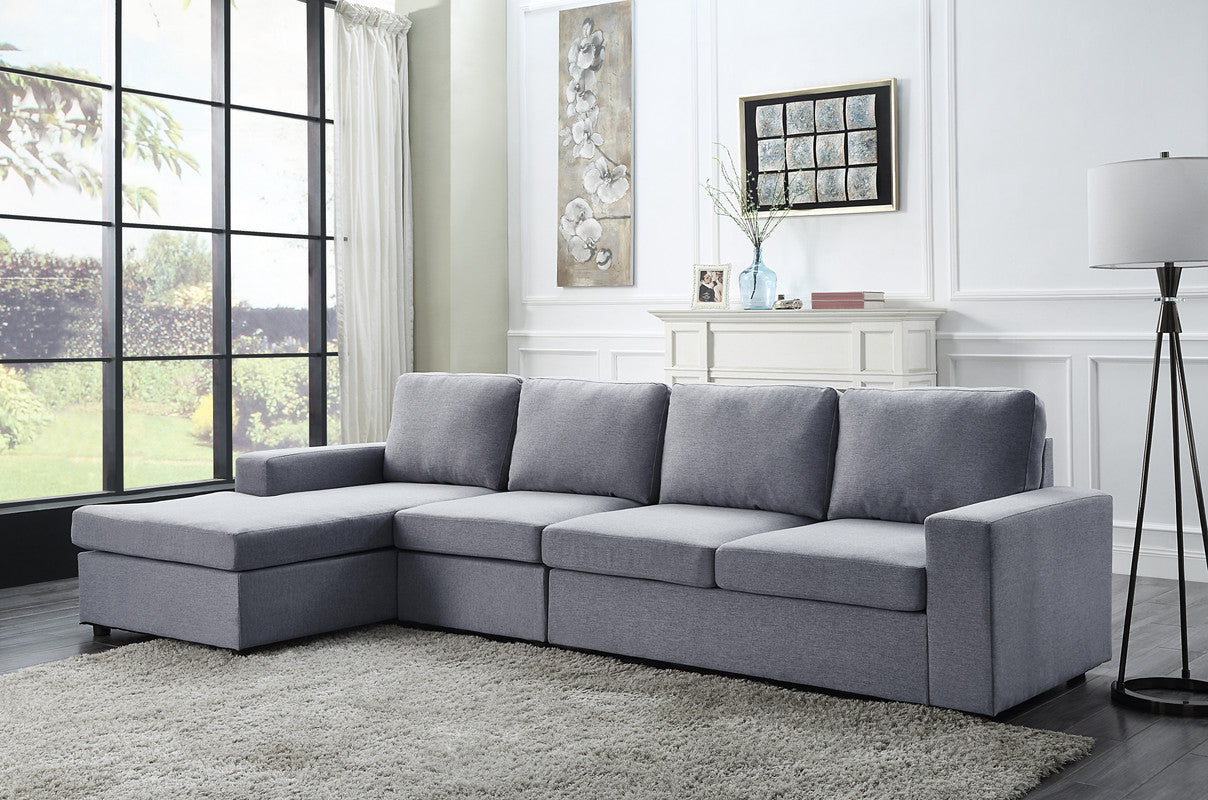 Dunlin Linen Reversible Modular Sectional Sofa Chaise - Light Gray