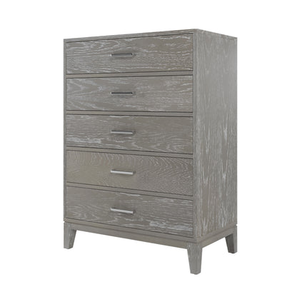 Elegant Essence Grey Wood Grain Five-Drawer Chest