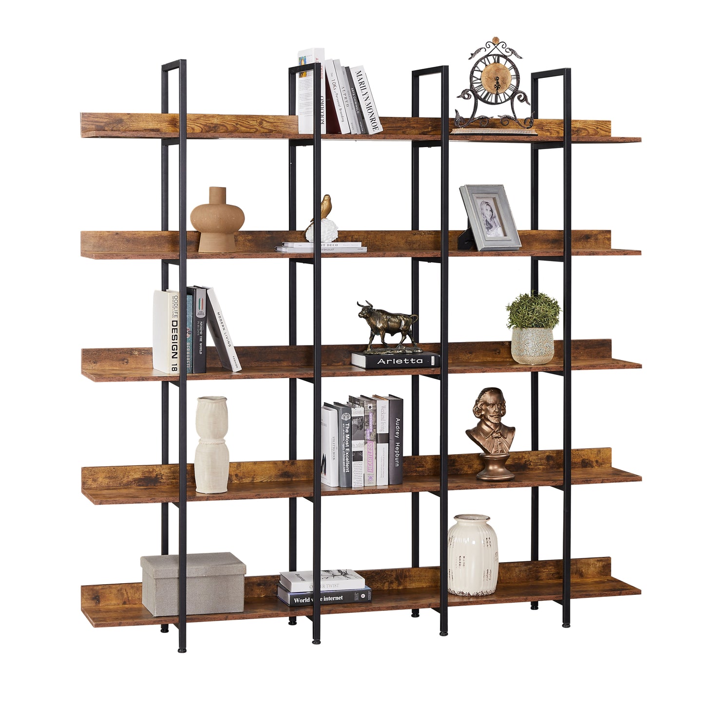 Vintage Metal Frame Bookshelf - Brown