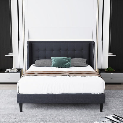 Renzo Full Size Platform Bed Frame - Dark Gray