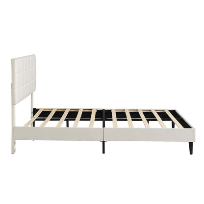 Elegant Full Size Platform Bed Frame - Beige