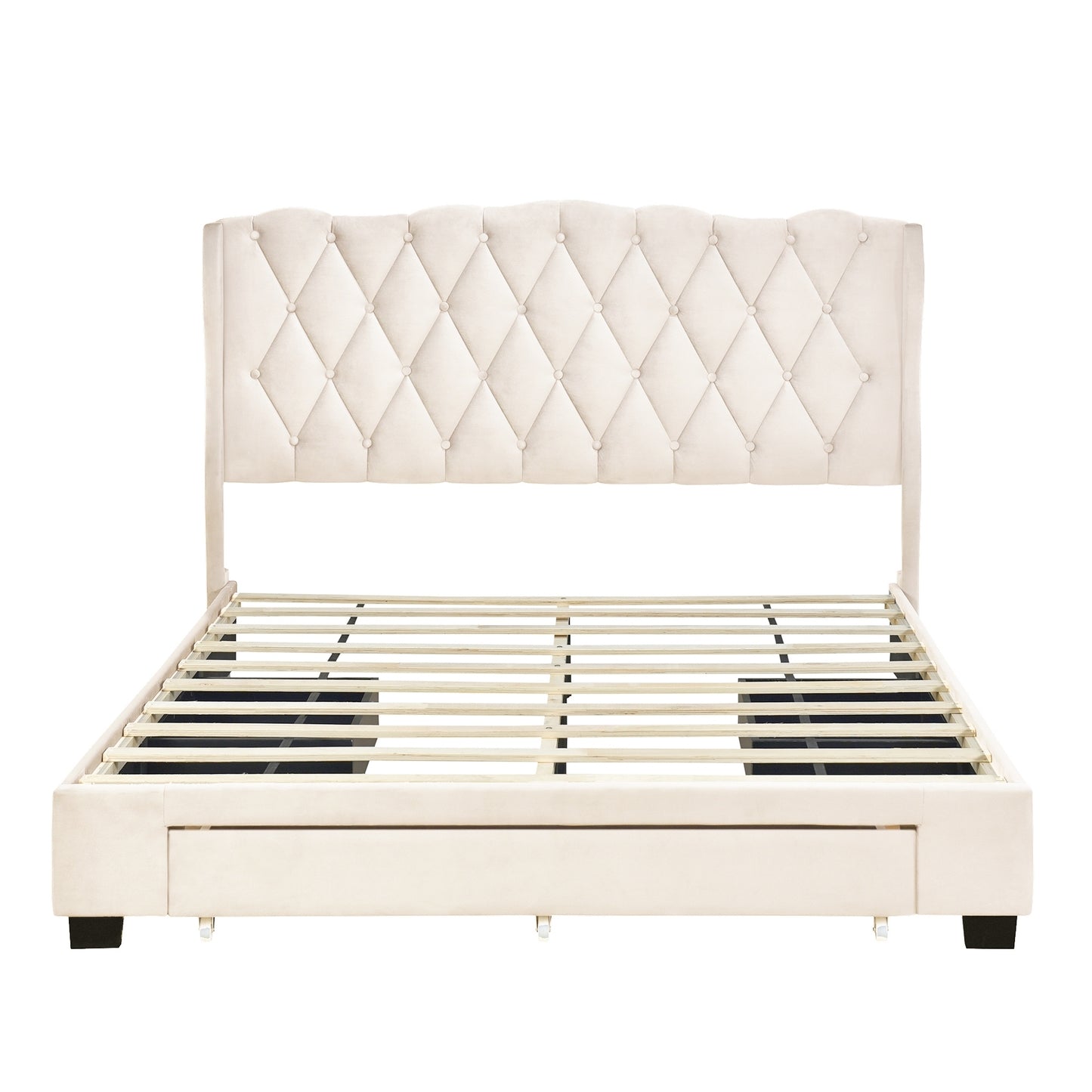 Valencia Queen Size Platform Bed - Beige