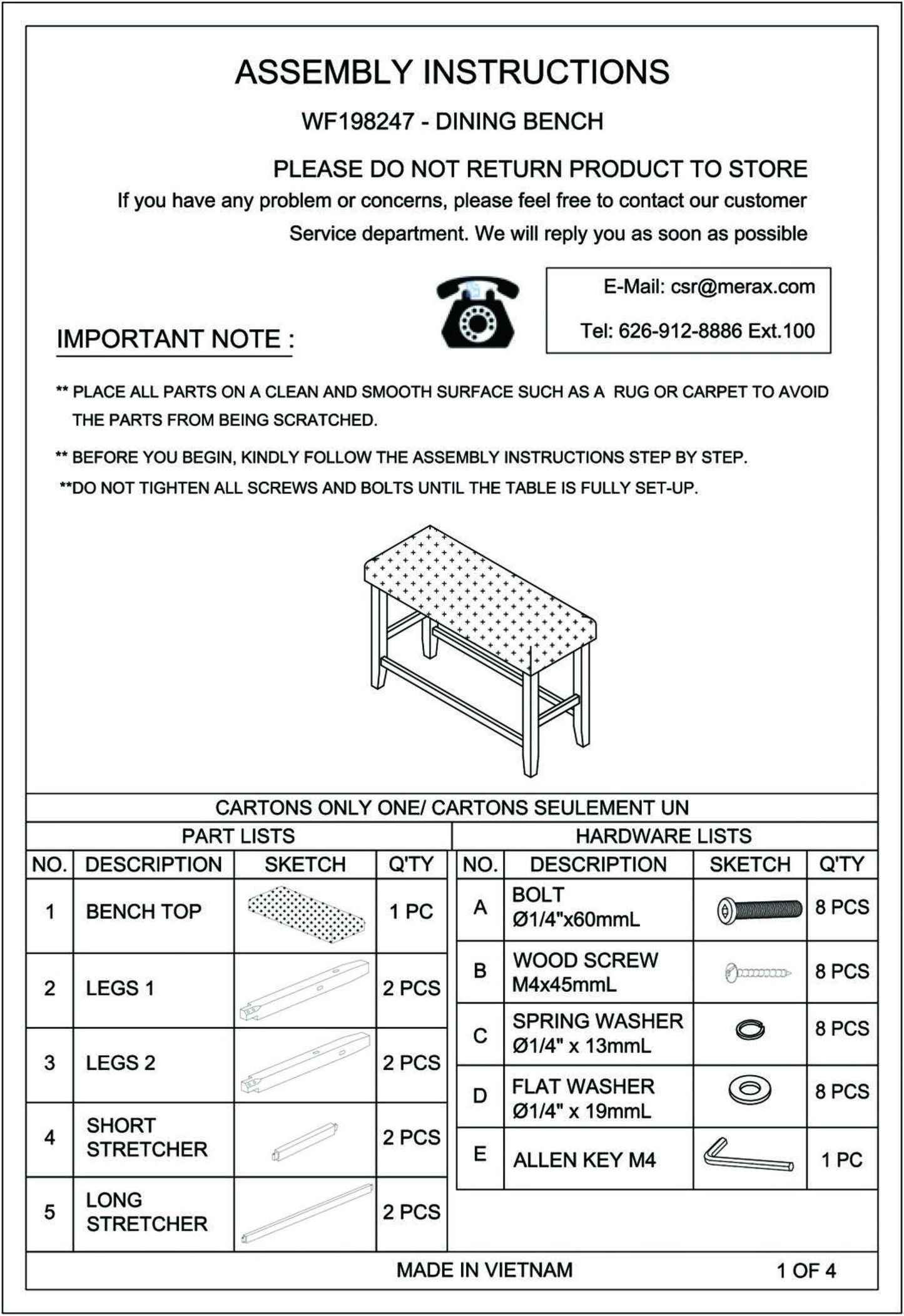 Elegant Essence Dining Bench