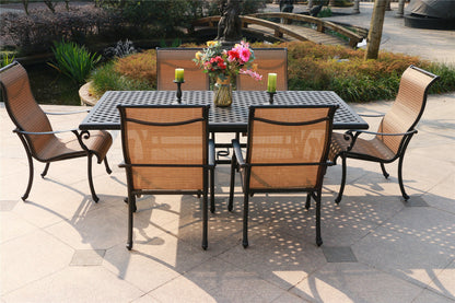 Theo 7 Pc 86" Rectangular Outdoor Dining Set - Brown