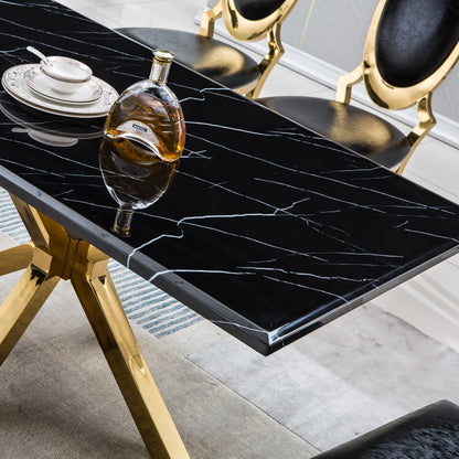 Elegant Gold Fusion Marble Dining Table