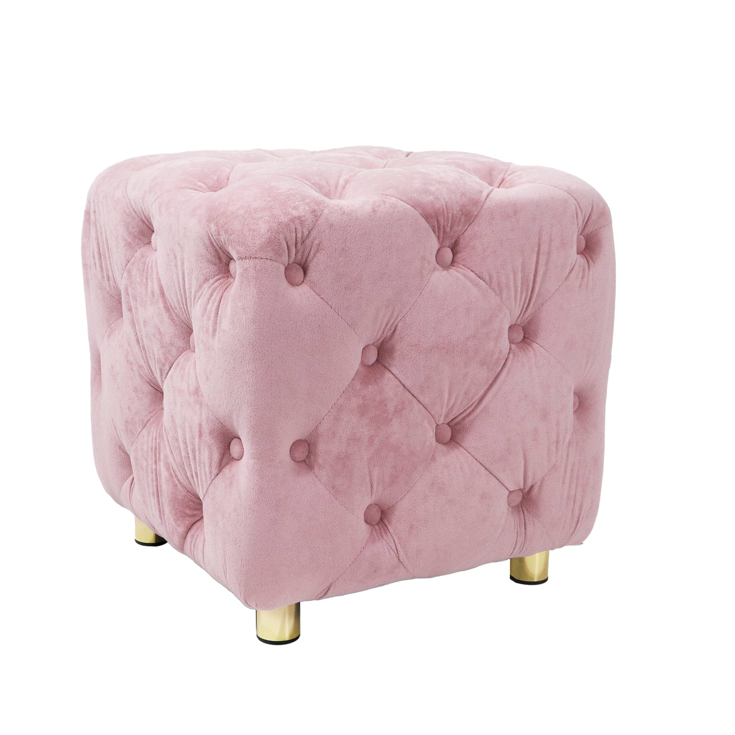 Velvet Upholstered Vanity Seat - Pink