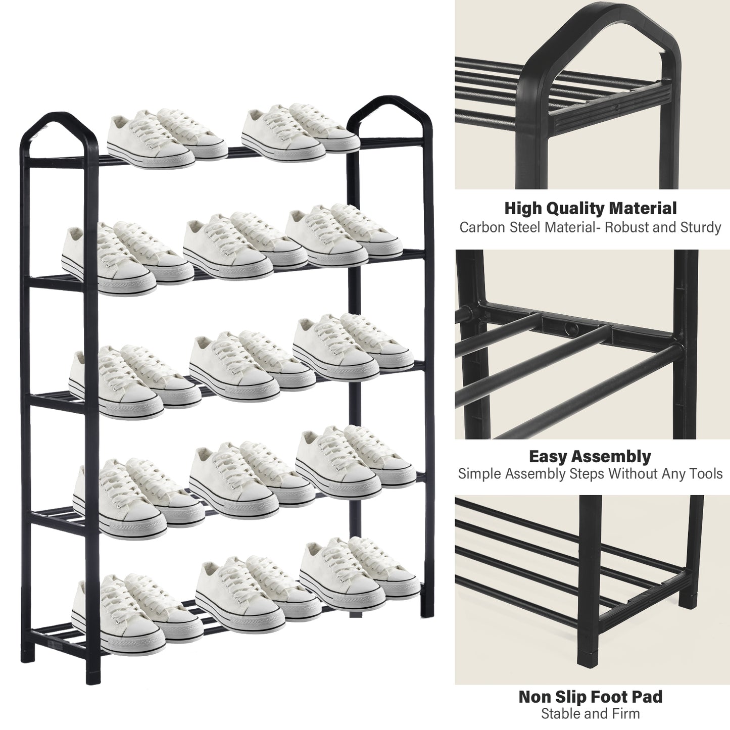 Stack Pro 5-Tier Stackable Shoe Rack