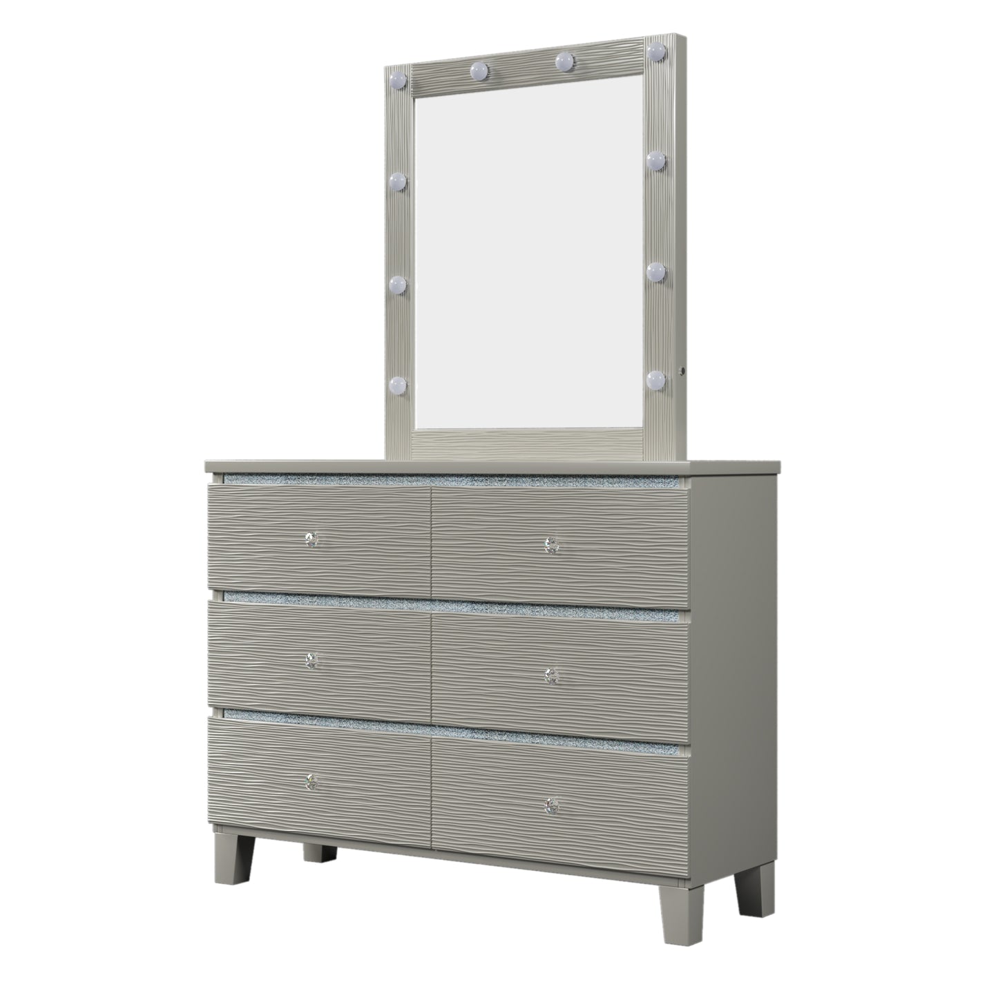 Elegant Silverwood Dresser with Crystal Accents