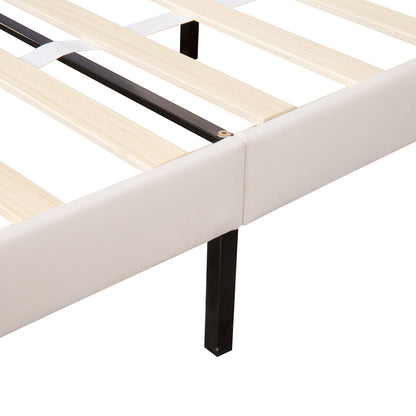 Helena Full Size Velvet Platform Bed Frame - Beige