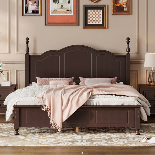 Quarto Queen Size Wood Platform Bed Frame - Dark Walnut