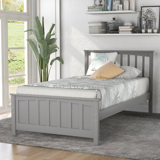 Gray Wood Twin Wood Platform Bed