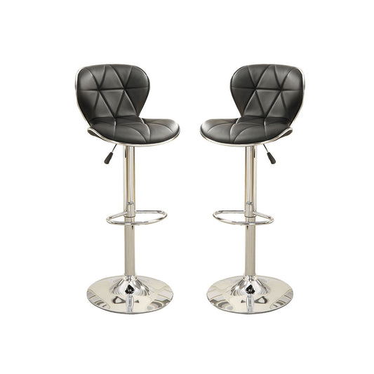 Chrome Adjustable Bar Stools - Black Set of 2