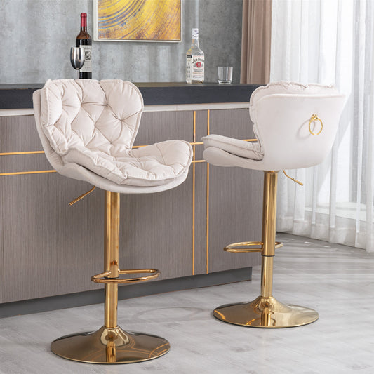 Float Swivel Bar Stools - Beige Set of 2