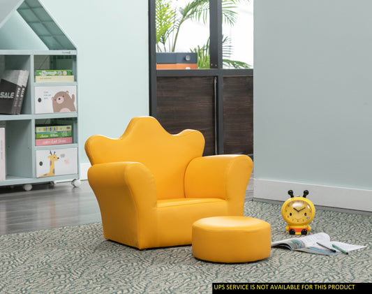 Crown Shape 1pc Kids Chair with Ottoman - Yellow