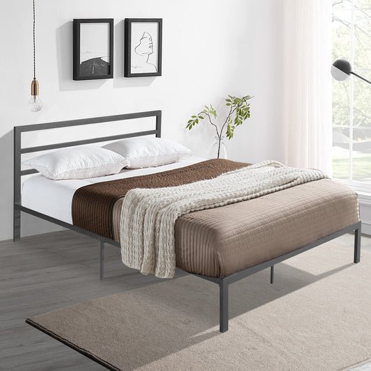 Zaker King Size Platform Metal Bed Frame - Gray