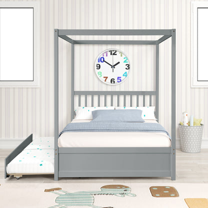 Tranquil Haven Gray Full Bed with Twin Trundle