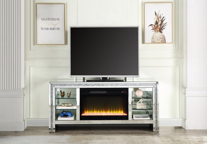 Fireside TV Stand  With Fireplaces & LED Mirrored