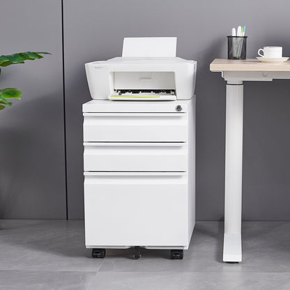 3 Drawer Mobile Locking File Cabinet - White