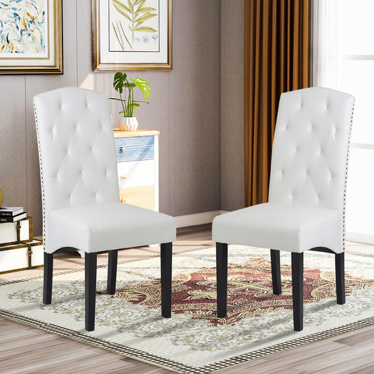 Tulay Dining PU Chair with Solid Wood Leg - White