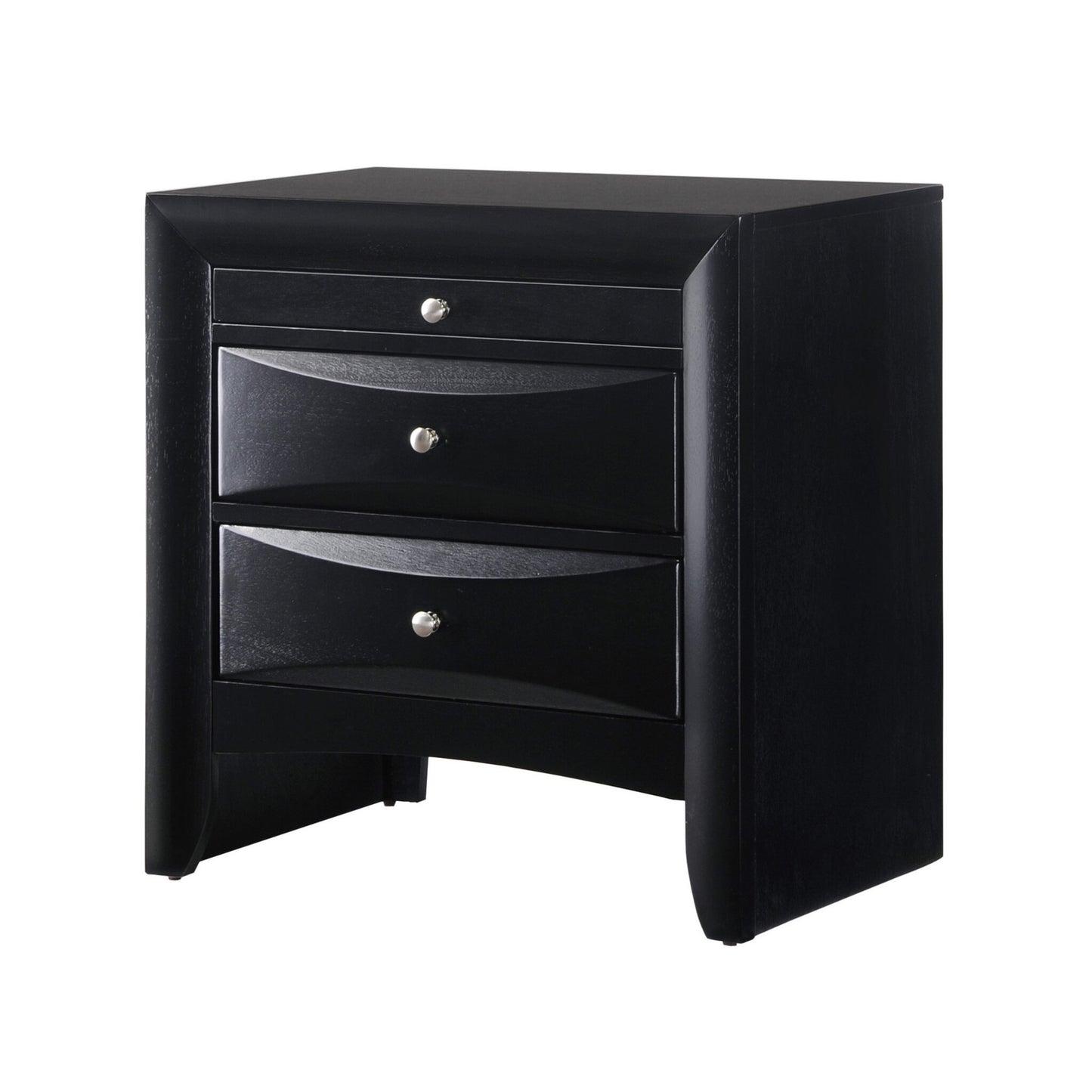 Duso Solid Wood 2 Drawer Nightstand - Black