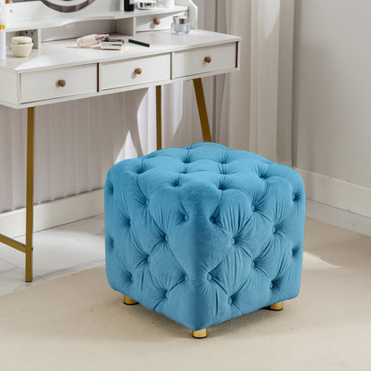 Velvet Upholstered Vanity Seat - Blue