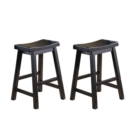 Solid Wood 24-inch Counter Height Stools - Black Set of 2