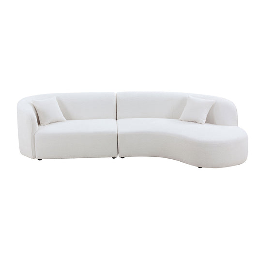 Elegance Curve Boucle Sectional Sofa - White