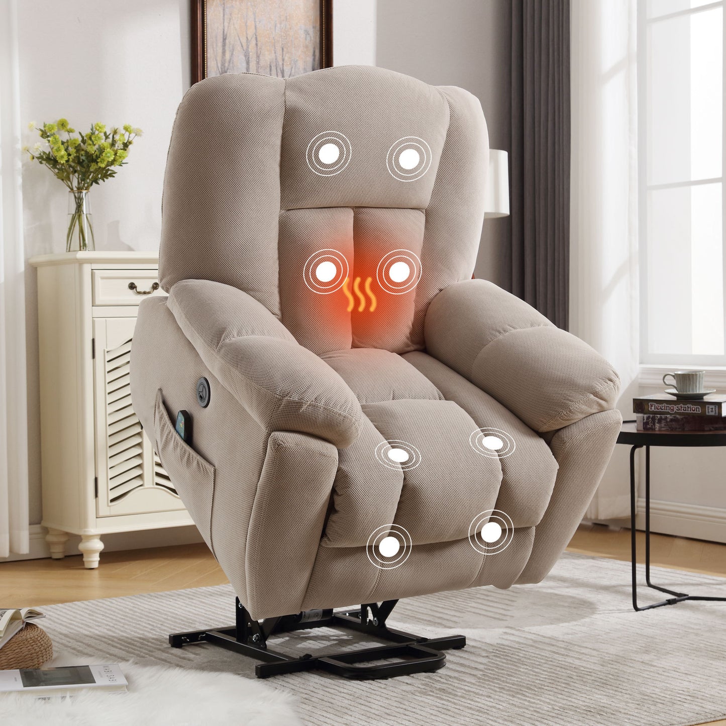 Minder Power Lift Recliner Chair Recliners - Beige