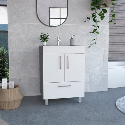 2-Door Rectangle Single Bathroom Vanity - White