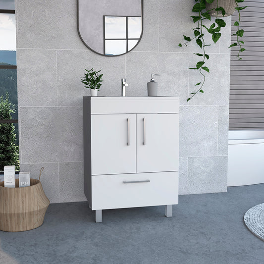 2-Door Rectangle Single Bathroom Vanity - White